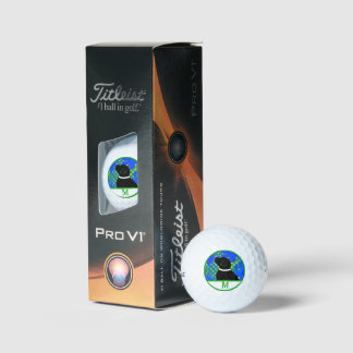 Blue Green Island Black Dog Golf Ball