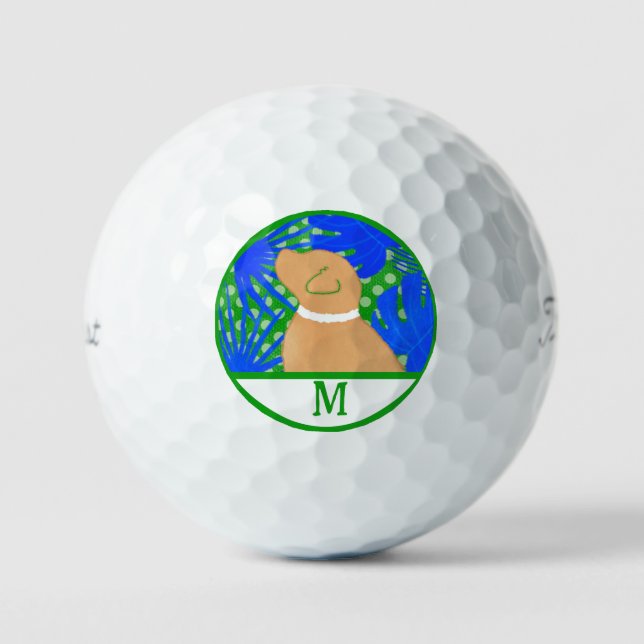 Blue Green Island Yellow Dog Golf Ball (Vorderseite)