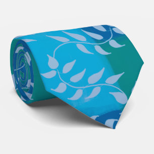 Blue Green Ivy Leaf Watercolor Krawatte