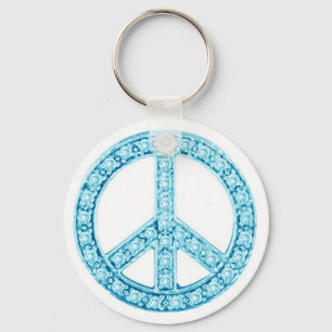Blue Green Jewels Peace Sign Schlüsselanhänger