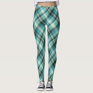 Blue Green Kariert Leggings