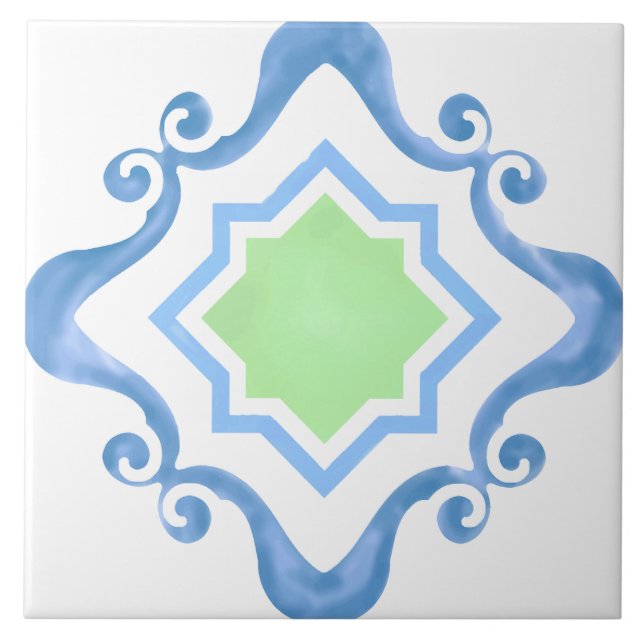 Blue & Green Keramik Tile Fliese (Vorderseite)
