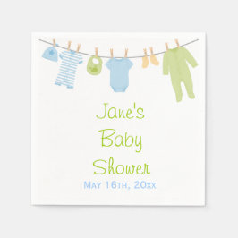 Blue & Green Litthes Baby Dusche Napkins Serviette