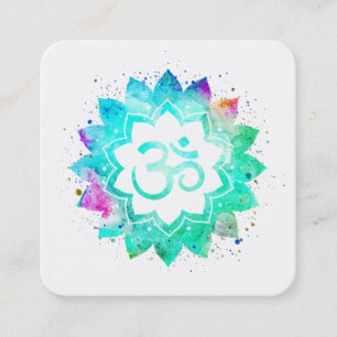 ~* Blue Green Lotus Blume Mandala Om Om Symbol Quadratische Visitenkarte