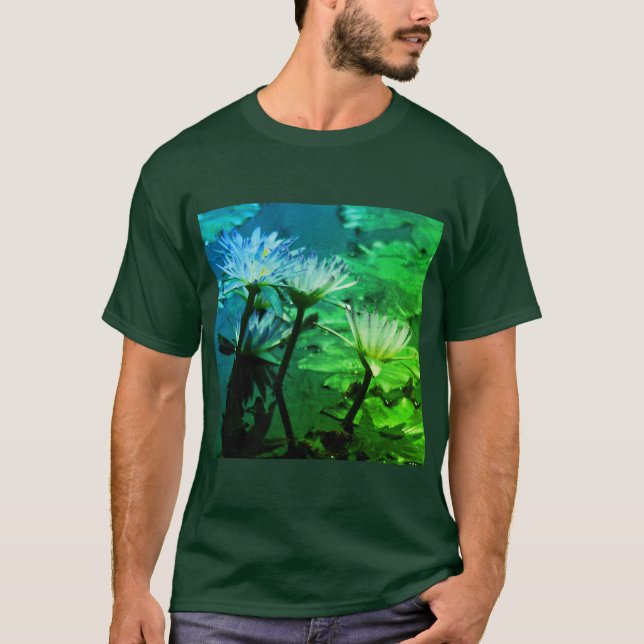 Blue & Green Lotus Wasserlilie T Shirt (Vorderseite)