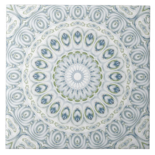 Blue & Green Mandala Kaleidoscope Medallion Blume Fliese