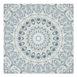 Blue & Green Mandala Kaleidoscope Medallion Blume Poster