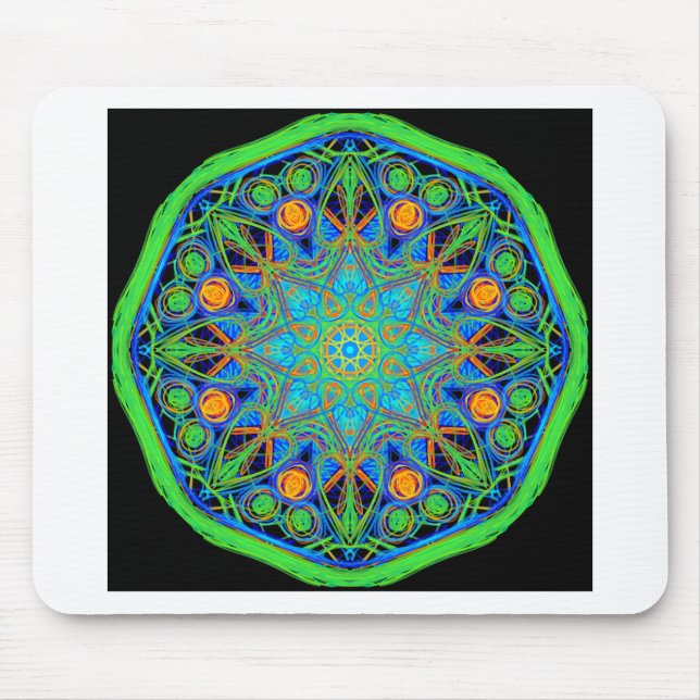 Blue Green Mandala Mousepad (Vorne)