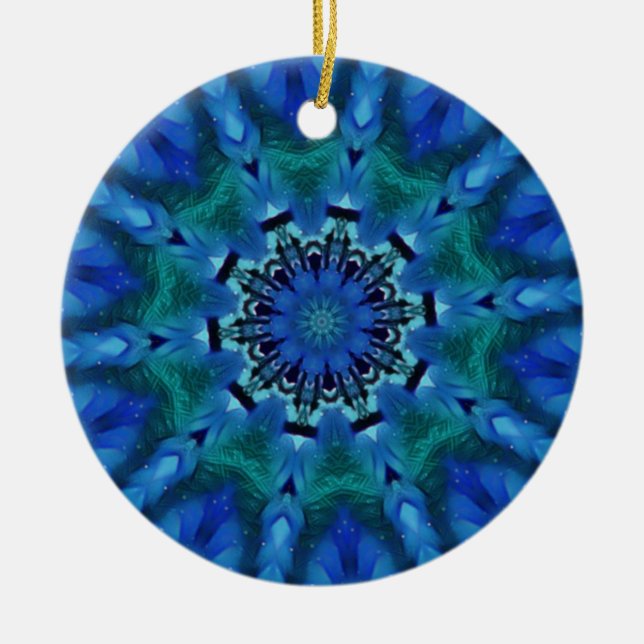 Blue Green Mandala Round Ornament (Vorne)