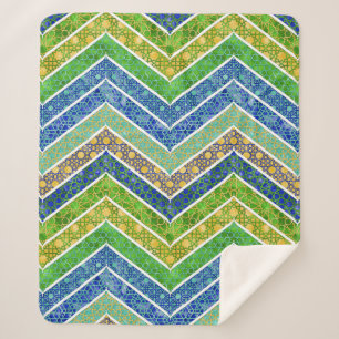 Blue Green Marokcan Lattice Chevrons Sherpadecke