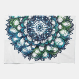 Blue Green Medallion - Abstrakt Geschirrtuch