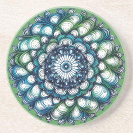 Blue Green Medallion - Abstrakt Getränkeuntersetzer