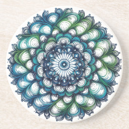Blue Green Medallion - Abstrakt Getränkeuntersetzer