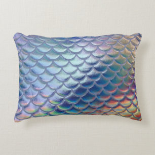 Blue Green Mermaid Fish Scales Holographic Trendy Dekokissen
