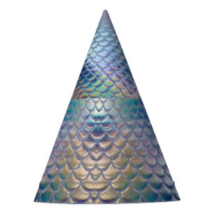 Blue Green Mermaid Fish Scales Holographic Trendy Partyhütchen