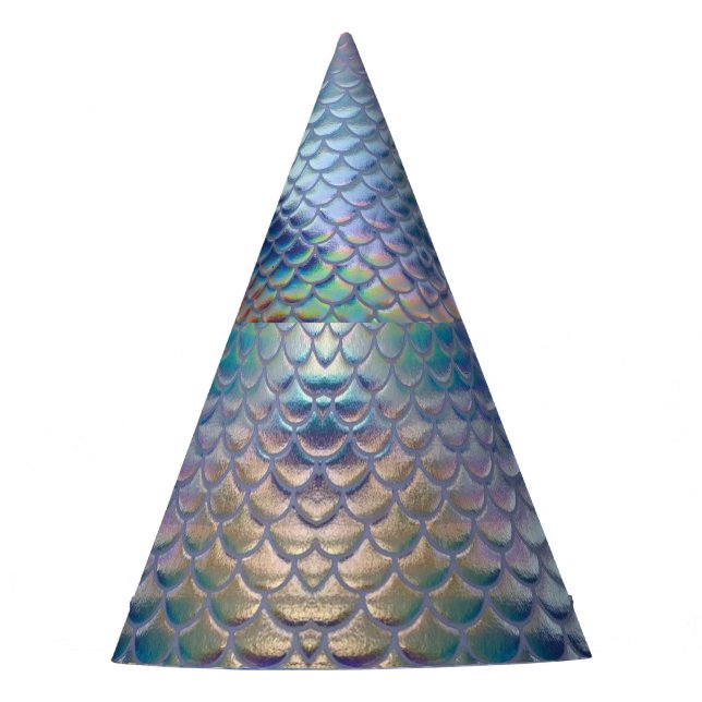 Blue Green Mermaid Fish Scales Holographic Trendy Partyhütchen (Vorderseite)