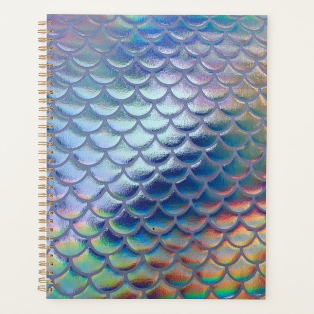 Blue Green Mermaid Fish Scales Holographic Trendy Planer (Vorderseite)