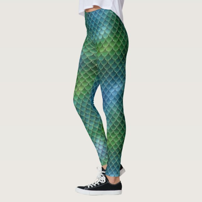 Blue Green Mermaid Scale Leggings (Links)