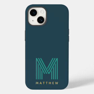 Blue Green Minimalistisch Bold Monogram Case-Mate iPhone 14 Hülle