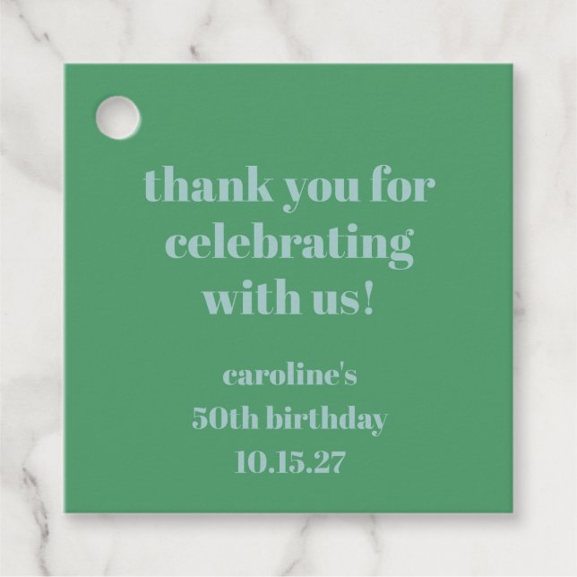 Blue Green Modern Custom 50. Geburtstag Vielen Dan Geschenkanhänger (Vorderseite)