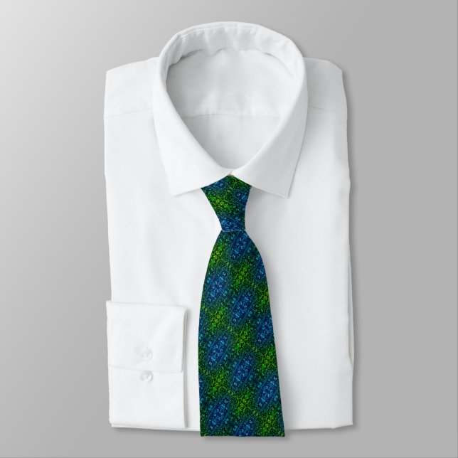 Blue Green Modern Neck Tie Krawatte (Gebunden)