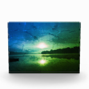 Blue Green Morning Sunrise abstrakt am CT River Fotoblock