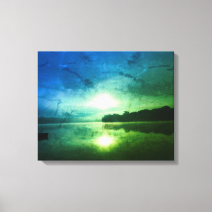 Blue Green Morning Sunrise abstrakt am CT River Leinwanddruck