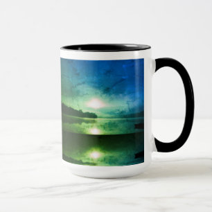 Blue Green Morning Sunrise abstrakt am CT River Tasse