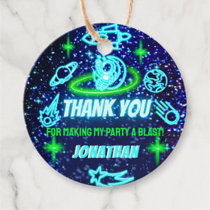 Blue Green Neon Glows Space Planets Vielen Dank Geschenkanhänger