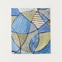 Blue & Green Neurographic Art Tapstry