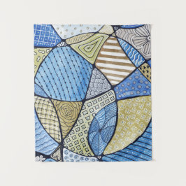 Blue & Green Neurographic Art Tapstry Wandteppich