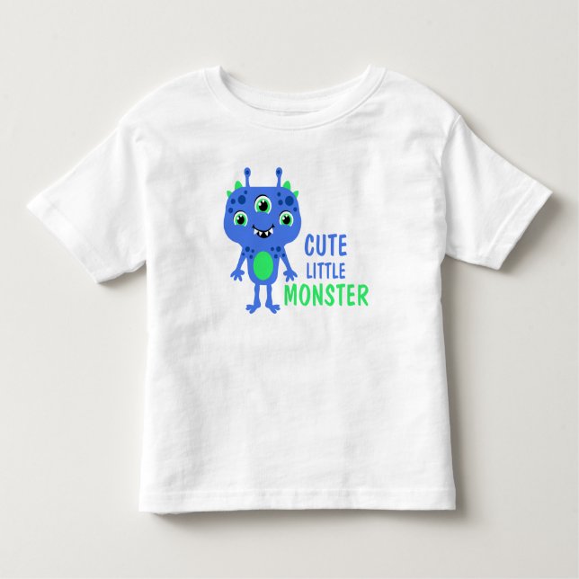 Blue Green Niedlich Little 3-Mit Augen Monster Kid Kleinkind T-shirt (Vorderseite)