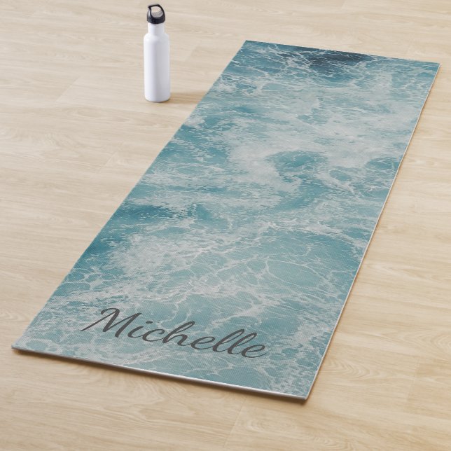Blue Green Ocean Summer Beach Waves Custom Yogamatte (Beispiel)