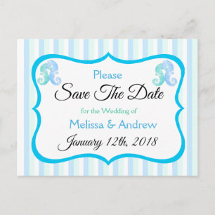 Blue Green Oceanic Beachy Save the Date Postcard Ankündigungspostkarte