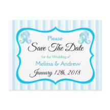 Blue Green Oceanic Beachy Save the Date Postcard