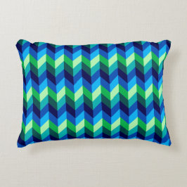 Blue Green Ombre Chevrons Accent Pillow Dekokissen