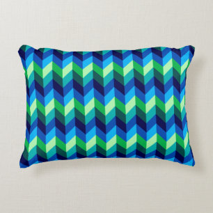 Blue Green Ombre Chevrons Accent Pillow Dekokissen
