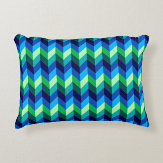Blue Green Ombre Chevrons Accent Pillow Dekokissen