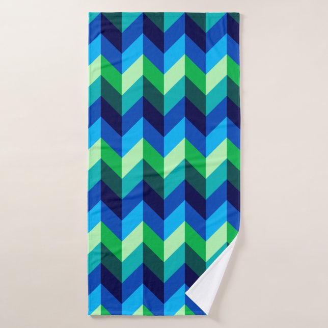 Blue Green Ombre Chevrons Badetuch Badehandtuch (Badehandtuch)