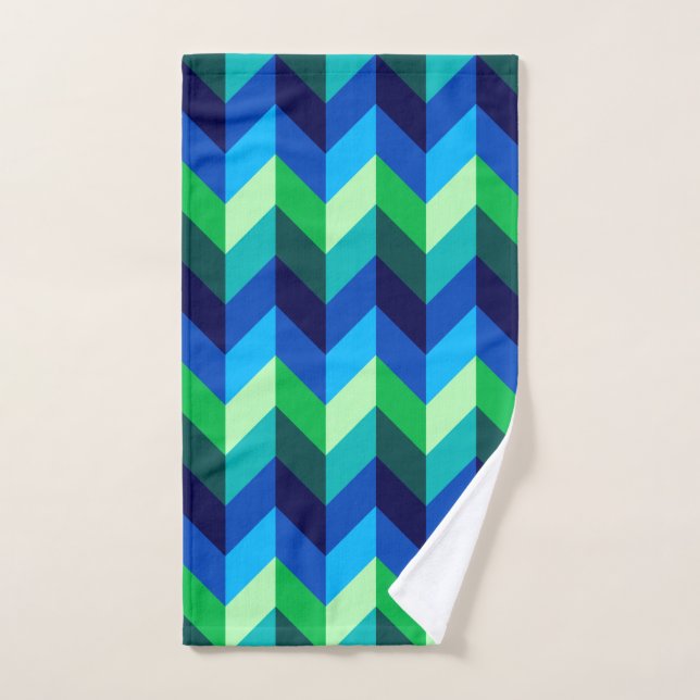 Blue Green Ombre Chevrons Handtuch (Handtuch)