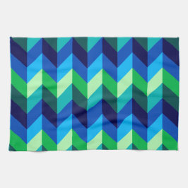 Blue Green Ombre Chevrons Küche Handtuch