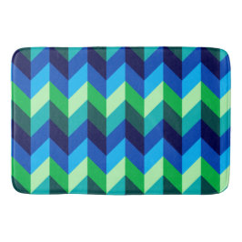Blue Green Ombre Chevrons Large Bath Mat Badematte