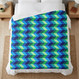 Blue Green Ombre Chevrons Large Fleece Blanket