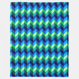Blue Green Ombre Chevrons Large Fleece Blanket