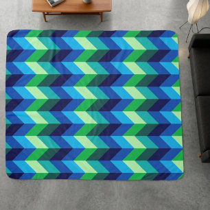 Blue Green Ombre Chevrons Large Sherpa Blanket Sherpadecke