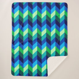 Blue Green Ombre Chevrons Large Sherpa Blanket Sherpadecke