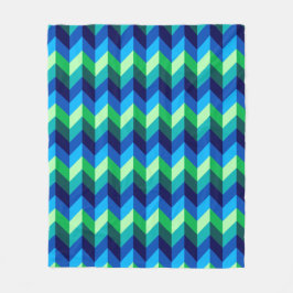 Blue Green Ombre Chevrons Medium Fleece Blanket