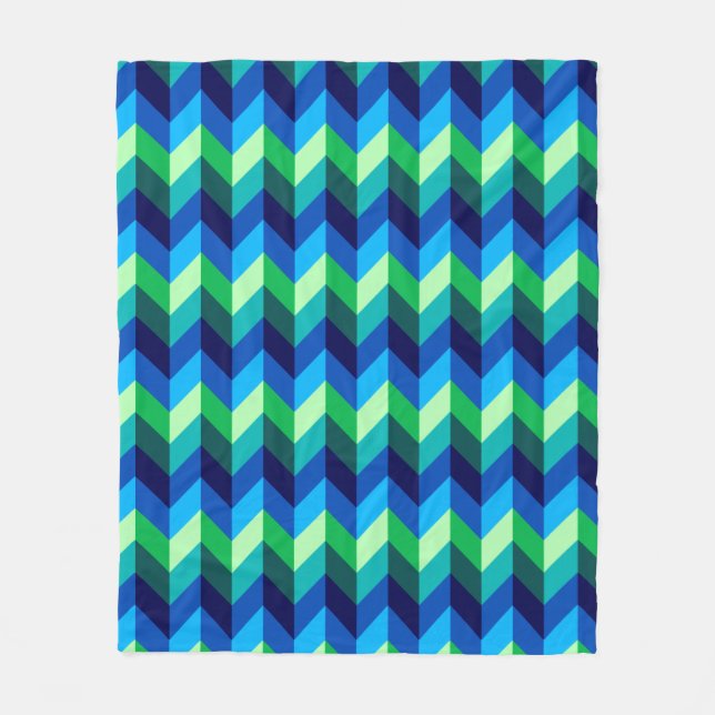 Blue Green Ombre Chevrons Medium Fleece Blanket (Vorderseite)