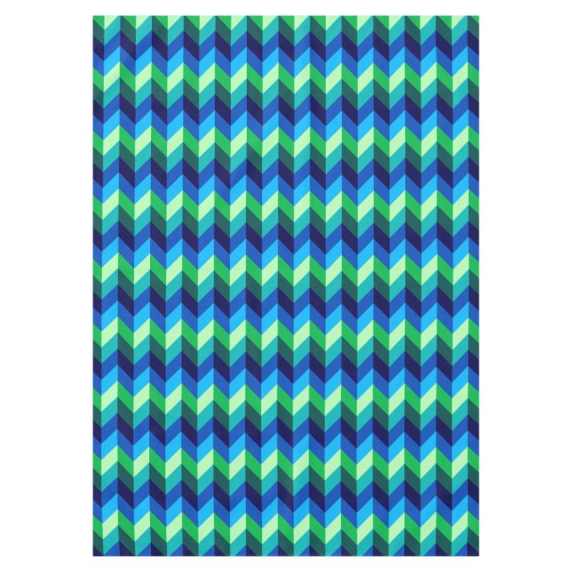 Blue Green Ombre Chevrons Medium Tablecloth Tischdecke (Vorderseite)