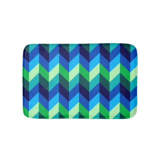 Blue Green Ombre Chevrons Small Bath Mat Badematte (Vorderseite)